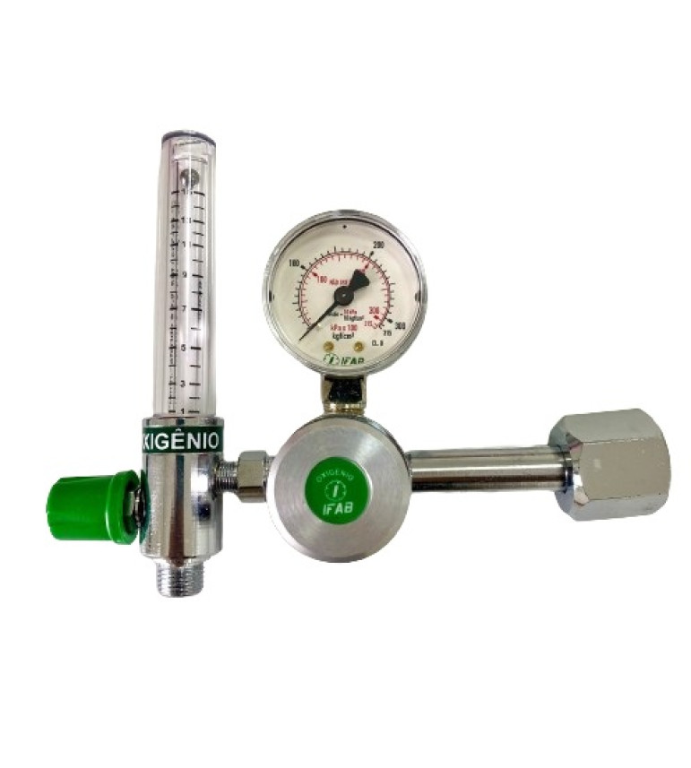 Válvula Reguladora Para Cilindro De Oxigênio O2 Com Fluxômetro - Ifab