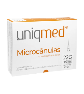 Microcânula para Preenchimento Facial Estéril 24Un UNIQMED (22G(0,70Mmx70Mm)21Gx(1