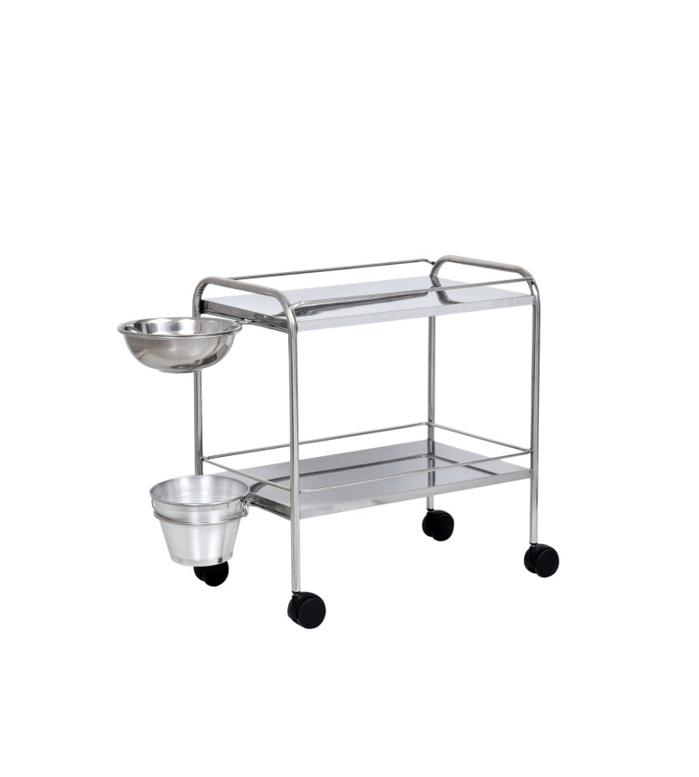 Carro Curativo C/ Balde e Bacia em Inox S-0280 - Salutem