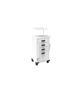 Carro De Medicação/Emergência Branco Epóxi C/3 Gavetas Standart S-8625