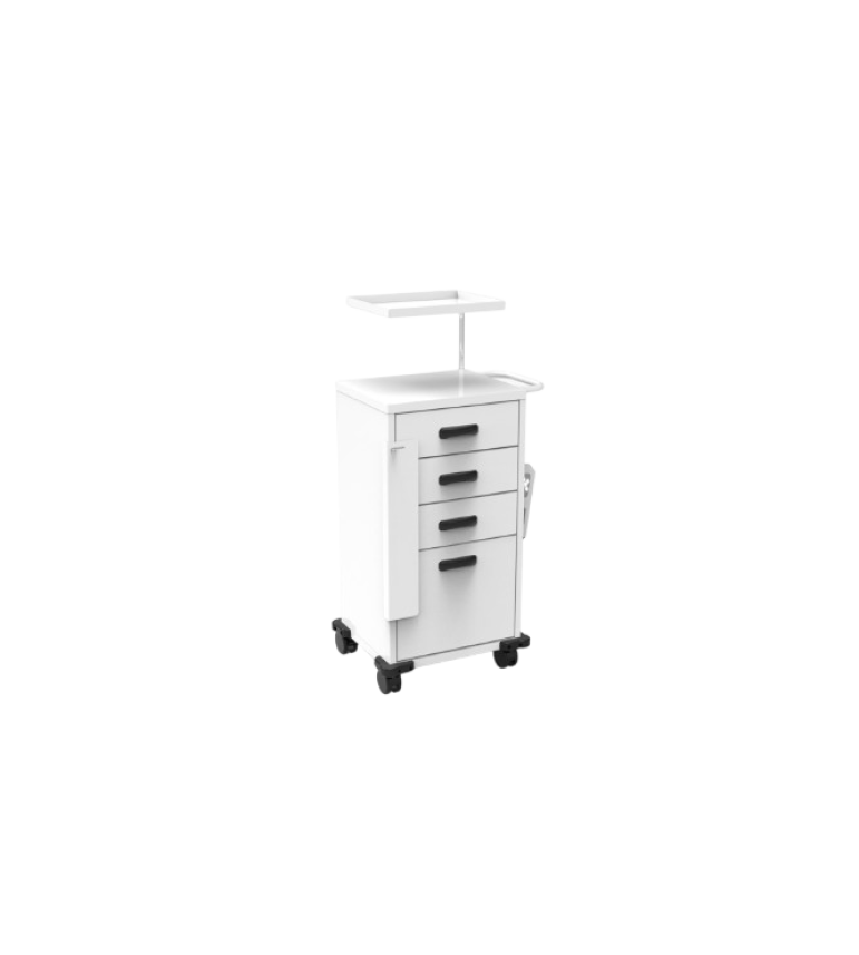 Carro De Medicação/Emergência Branco Epóxi C/3 Gavetas Standart S-8625