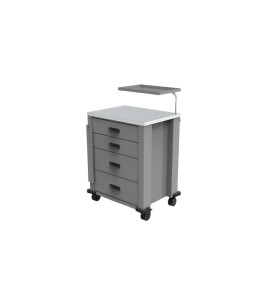 Carro De Medicação/Emergência Cinza Epóxi C/4 Gavetas S-8628