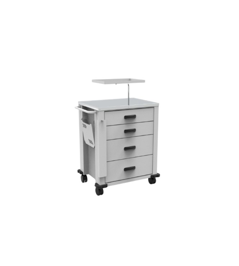 Carro De Medicação/Emergência Branco Epóxi C/4 Gavetas S-8629